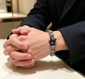 Gucci GG Bead Charm Silver Stretch Bracelet