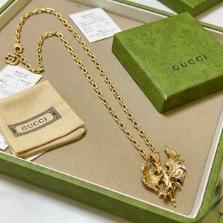 Gucci Lion Head Medallion Gold Pendant Necklace