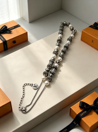 Louis Vuitton Pearl Monogram Layered Chain Necklace