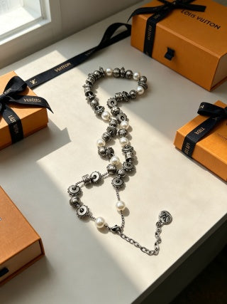 Louis Vuitton Pearl Monogram Layered Chain Necklace