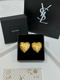 YSL Cœur Quilted Gold Heart Earrings