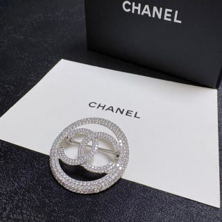 Chanel Radiant Round Crystal CC Brooch