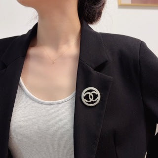 Chanel Radiant Round Crystal CC Brooch