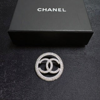 Chanel Radiant Round Crystal CC Brooch