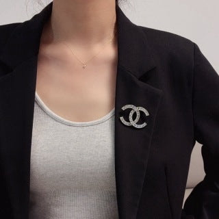 Chanel Modern Geometric Crystal CC Brooch