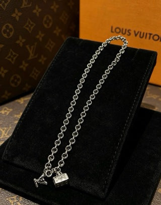 Louis Vuitton Mini Trunk Charm Chain Necklace