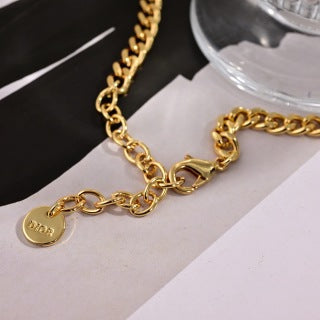 Dior Pearl Chain Oblique Necklace
