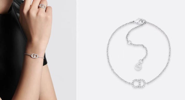 Dior Crystal Heart Link Bracelet