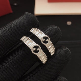 Gucci GG Crystal Bar Hoop Earrings