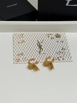 YSL Jardin Doré Botanical Hoop Earrings