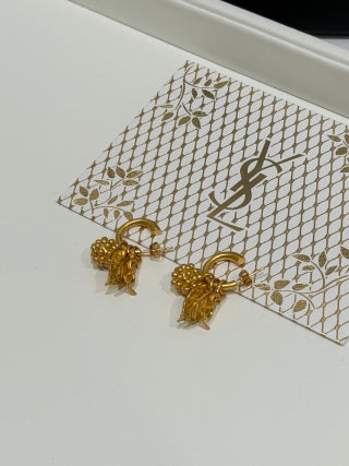 YSL Jardin Doré Botanical Hoop Earrings
