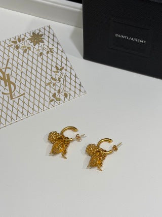YSL Jardin Doré Botanical Hoop Earrings