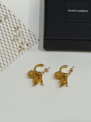 YSL Jardin Doré Botanical Hoop Earrings