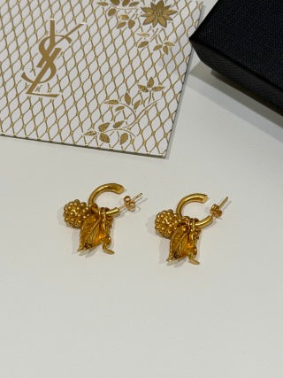 YSL Jardin Doré Botanical Hoop Earrings