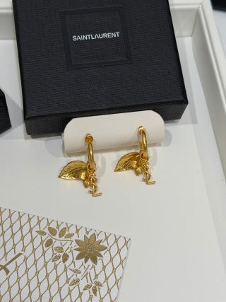 YSL Jardin Élan Leaf Drop Earrings