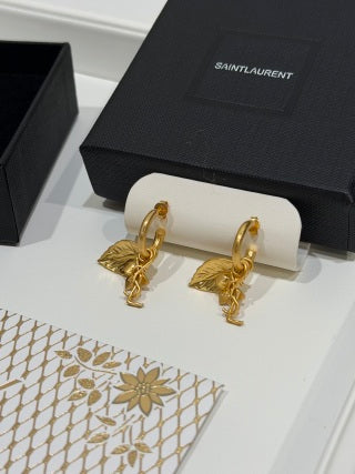 YSL Jardin Élan Leaf Drop Earrings
