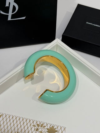 YSL Lumière Turquoise Resin Cuff Bracelet