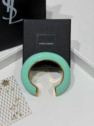 YSL Lumière Turquoise Resin Cuff Bracelet