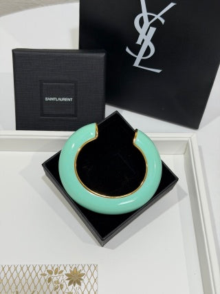 YSL Lumière Turquoise Resin Cuff Bracelet