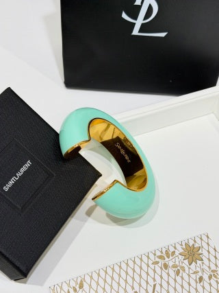 YSL Lumière Turquoise Resin Cuff Bracelet