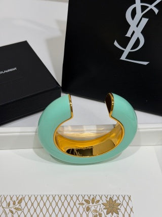 YSL Lumière Turquoise Resin Cuff Bracelet