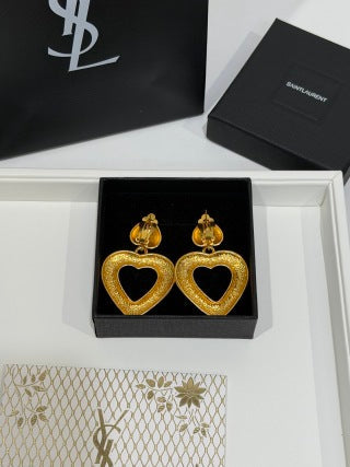 YSL Cœur Baroque Heart Clip Earrings