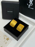 YSL Cassandre Textured Gold Plaque Earrings