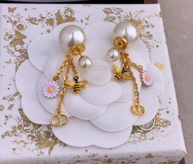 Dior Jardin Bee Pearl Drop Earrings