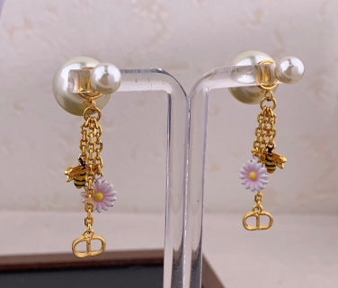 Dior Jardin Bee Pearl Drop Earrings