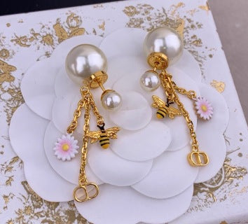 Dior Jardin Bee Pearl Drop Earrings