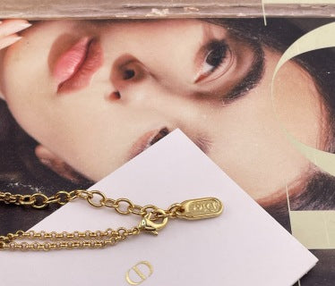 Dior Double Chain Logo Necklace
