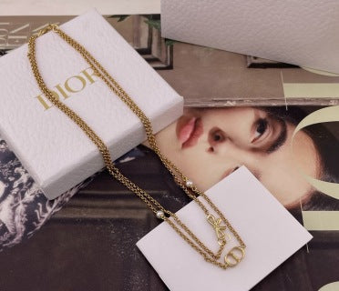Dior Double Chain Logo Necklace