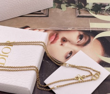 Dior Double Chain Logo Necklace