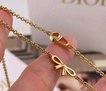 Dior Double Chain Logo Necklace