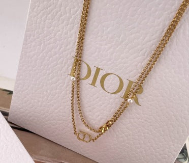 Dior Double Chain Logo Necklace