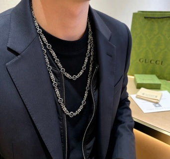 Gucci GG Bead Link Silver Chain Necklace