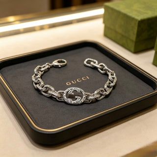 Gucci GG Interlocking Link Silver Chain Bracelet