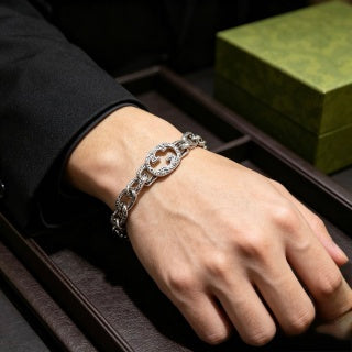 Gucci GG Interlocking Link Silver Chain Bracelet
