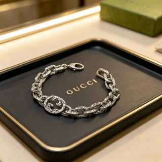 Gucci GG Interlocking Link Silver Chain Bracelet
