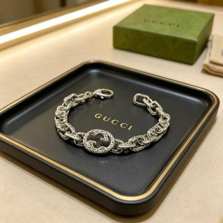Gucci GG Interlocking Link Silver Chain Bracelet