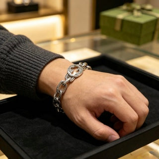 Gucci GG Interlocking Link Silver Chain Bracelet