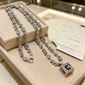 Gucci GG Vintage Link Medallion Silver Long Necklace