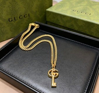 Gucci GG Key Pendant Gold Chain Necklace