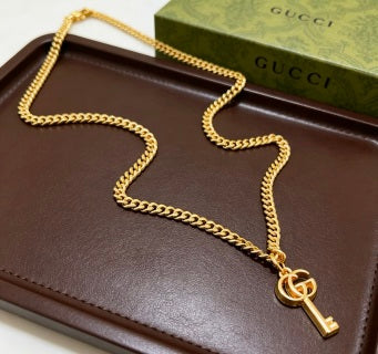 Gucci GG Key Pendant Gold Chain Necklace