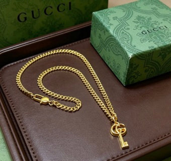 Gucci GG Key Pendant Gold Chain Necklace
