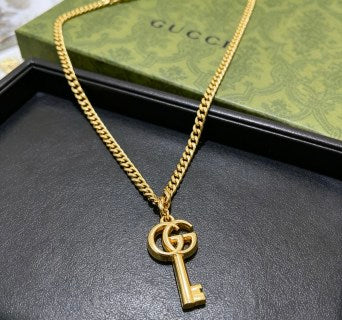 Gucci GG Key Pendant Gold Chain Necklace