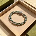 Gucci GG Green Enamel Twisted Link Bracelet