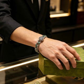 Gucci GG Green Enamel Twisted Link Bracelet