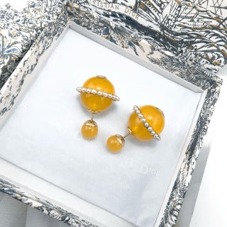 Dior Soleil Amber Pearl Stud Earrings