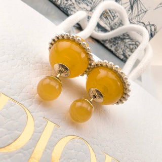 Dior Soleil Amber Pearl Stud Earrings